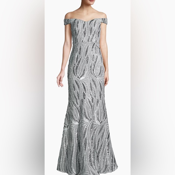 Aidan Mattox Beaded Off-the -shoulder gown - Picture 2 of 5